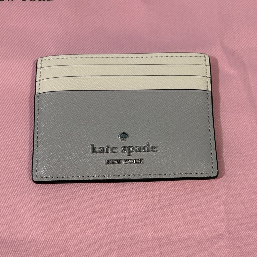 Kate Spade Two-Tone Gray and Cream Card Holder